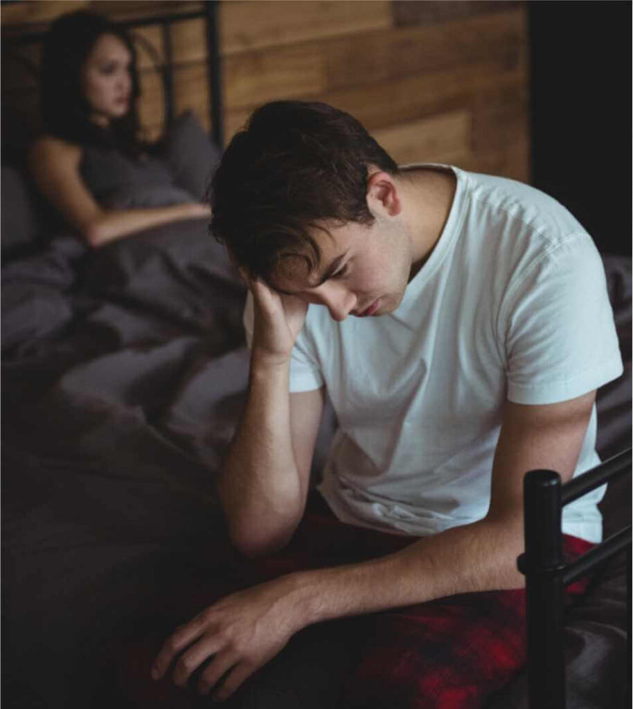 couple in dead bedroom